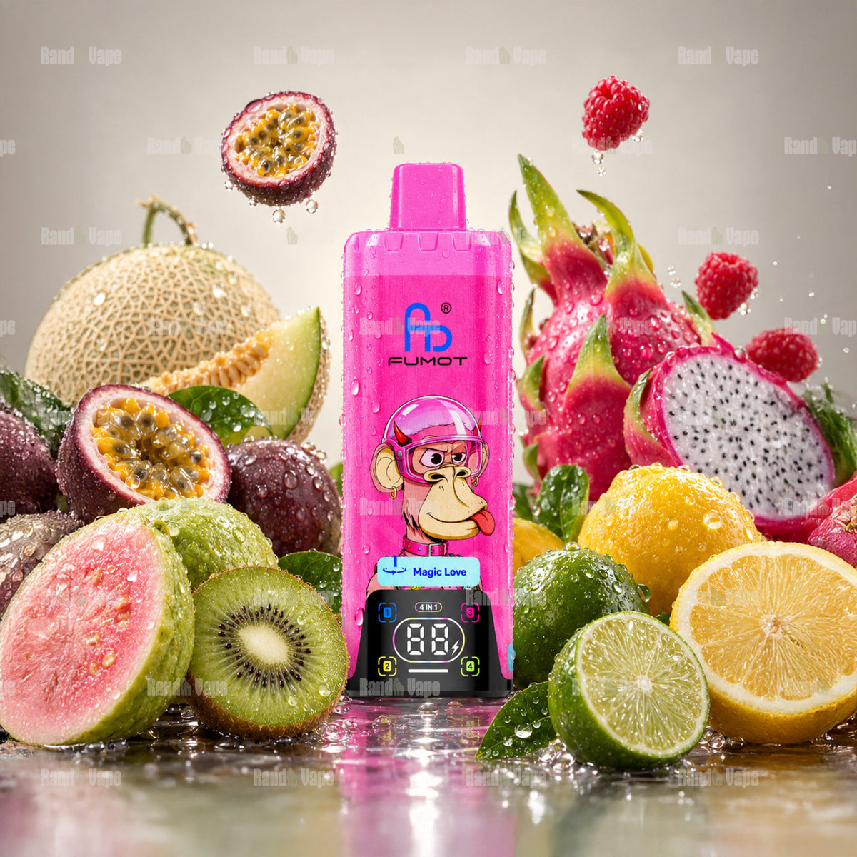Fumot Eco 4in1 80000 Einweg Vape mit vier Sorten und Display, im Bild Magic Love
