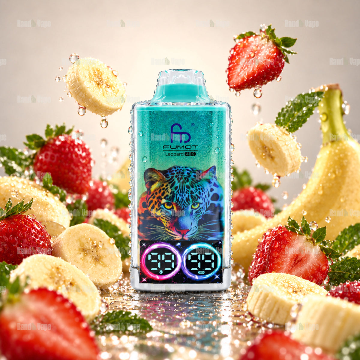 Fumot Leopard 40K Strawberry Banana Einweg Vape mit 40000 Zügen und Display