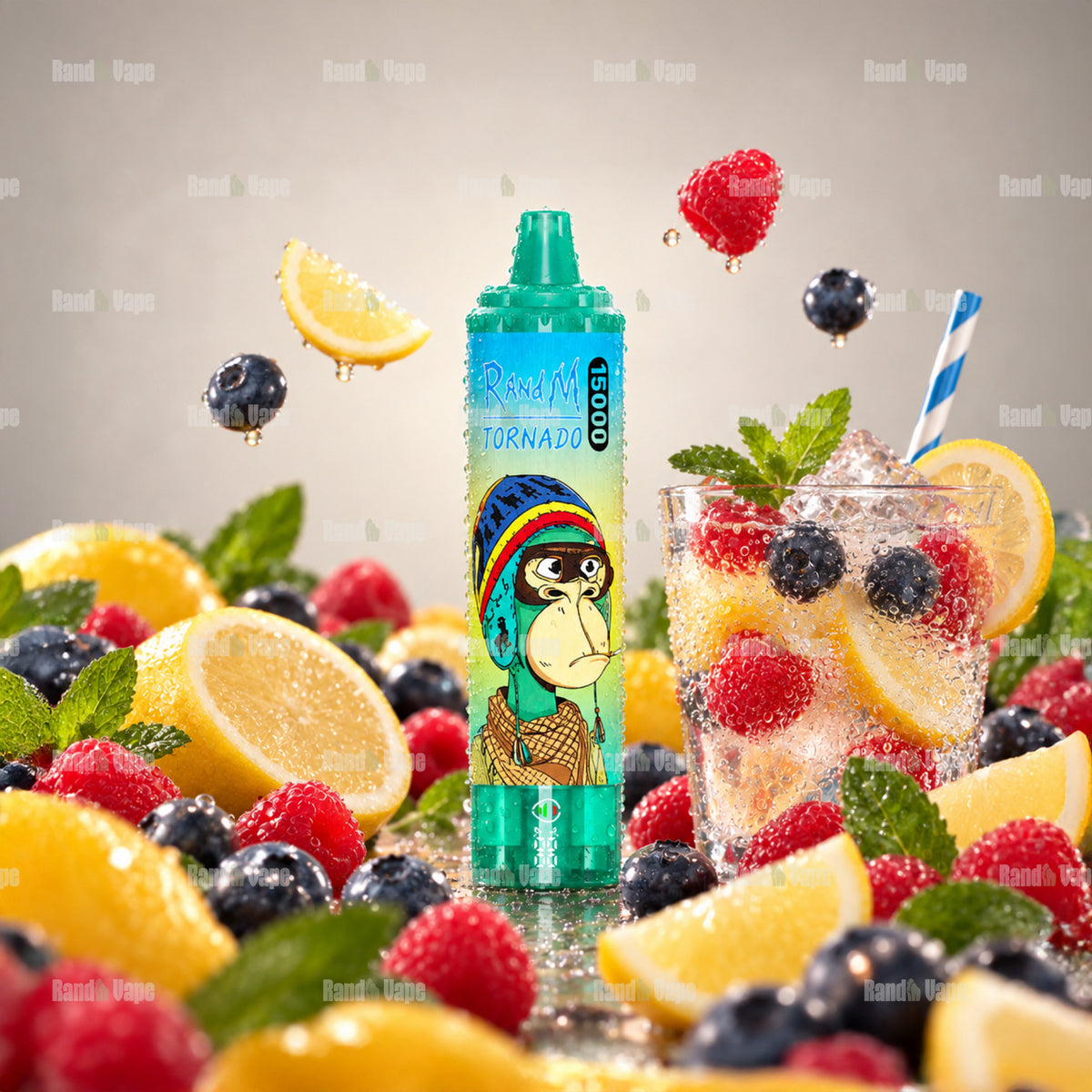 RandM Tornado 15000 Blue Razz Lemonade Einweg Vape mit 15000 Zügen