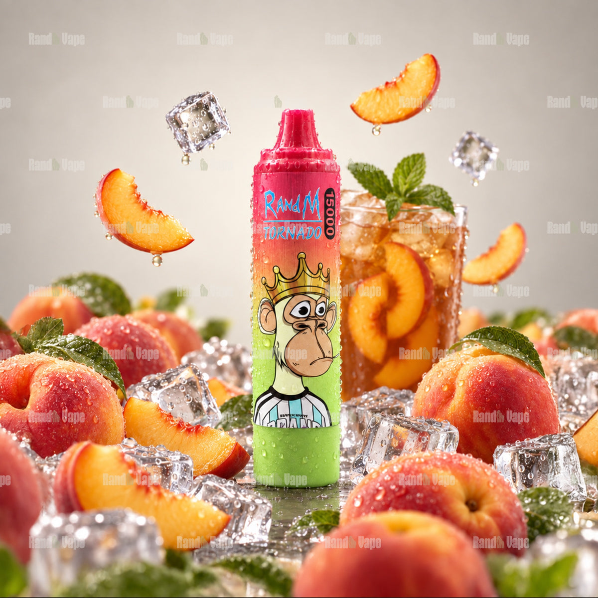 RandM Tornado 15000 Ice Tea Peach Ice Einweg Vape mit 15000 Zügen