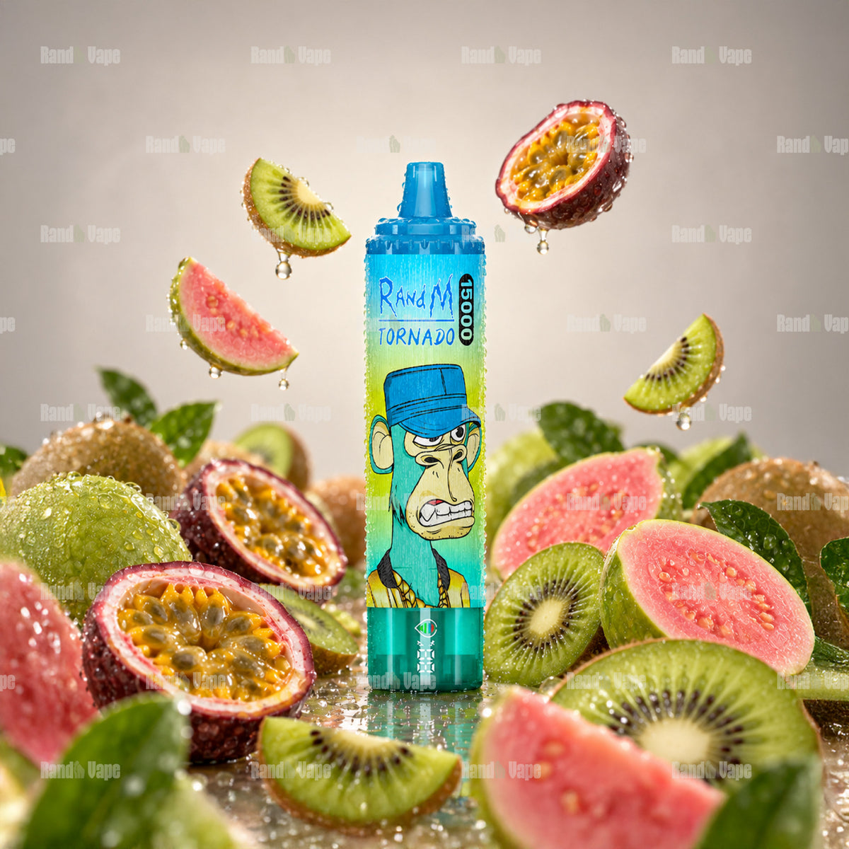 RandM Tornado 15000 Kiwi Passion Fruit Guava Einweg Vape mit 15000 Zügen