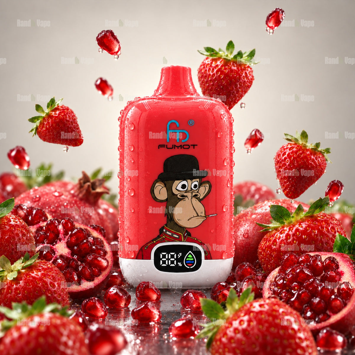 Fumot Digital Box 12000 Strawberry Pomp Einweg Vape mit 12000 Zügen und Display