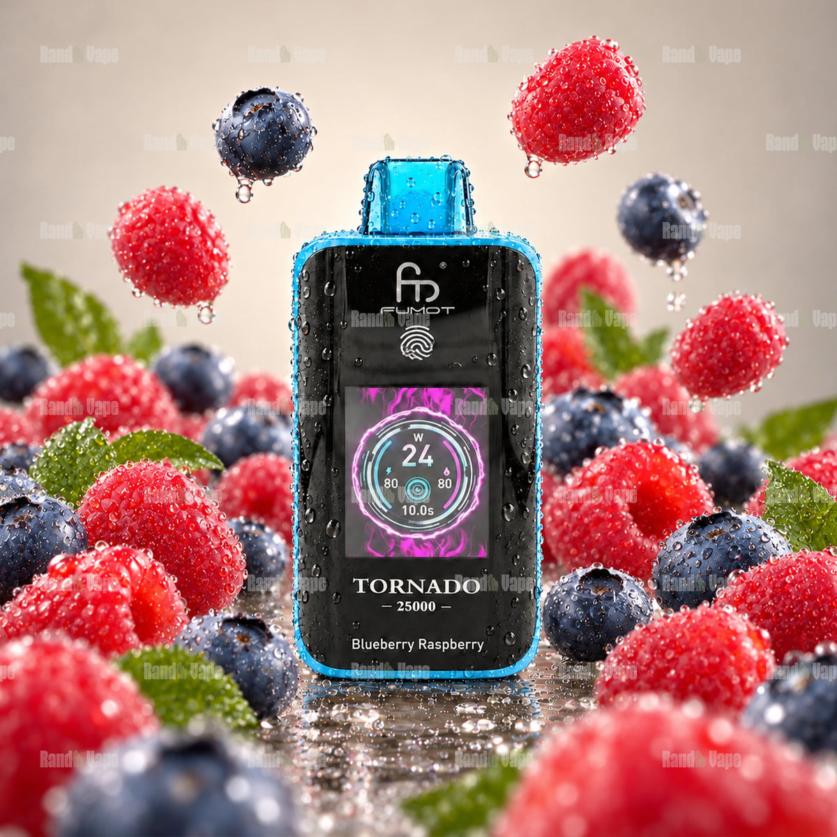 RandM Tornado 25000 Blueberry Raspberry Einweg Vape mit 25000 Zügen und Farbdisplay