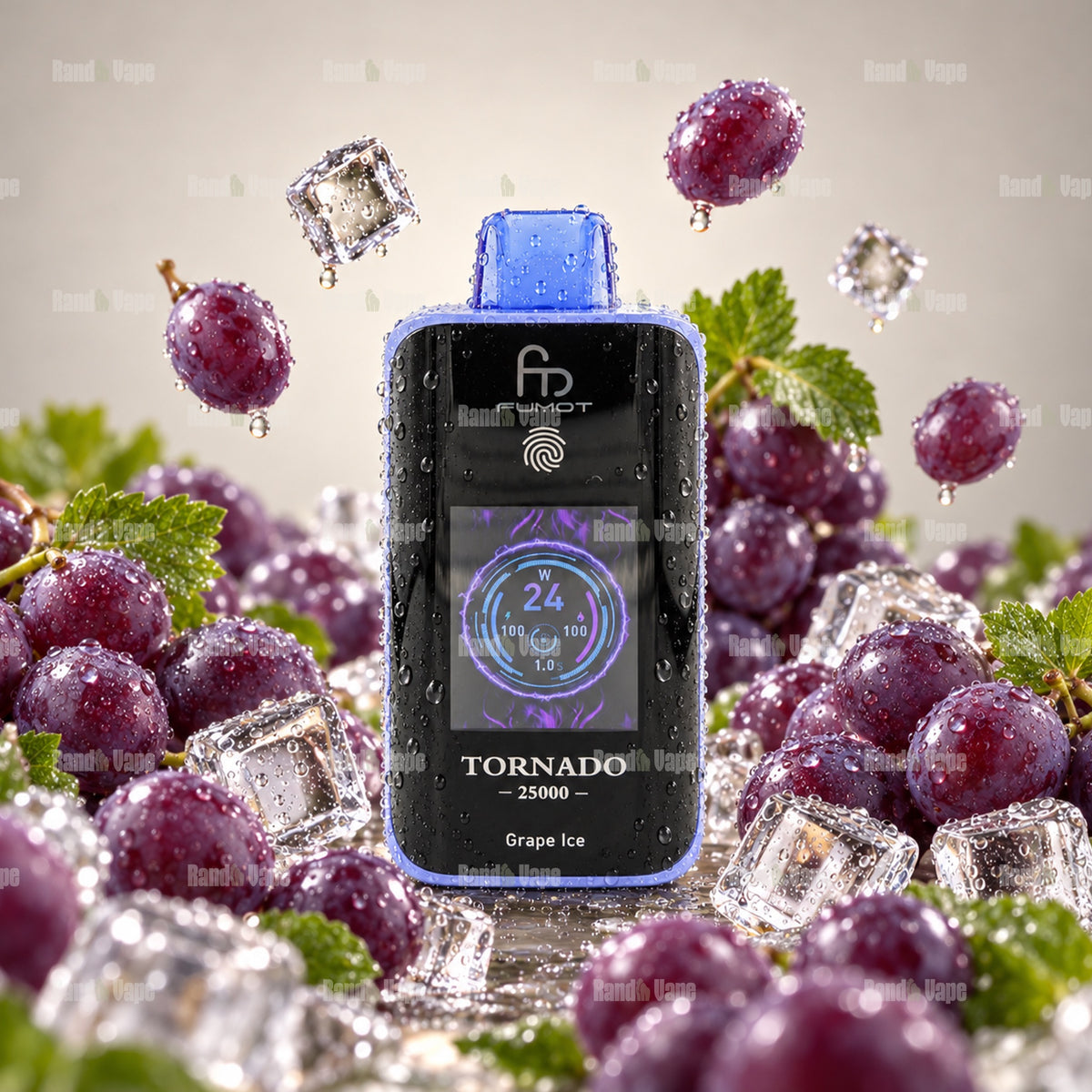 RandM Tornado 25000 Grape Ice Einweg Vape mit 25000 Zügen und Farbdisplay